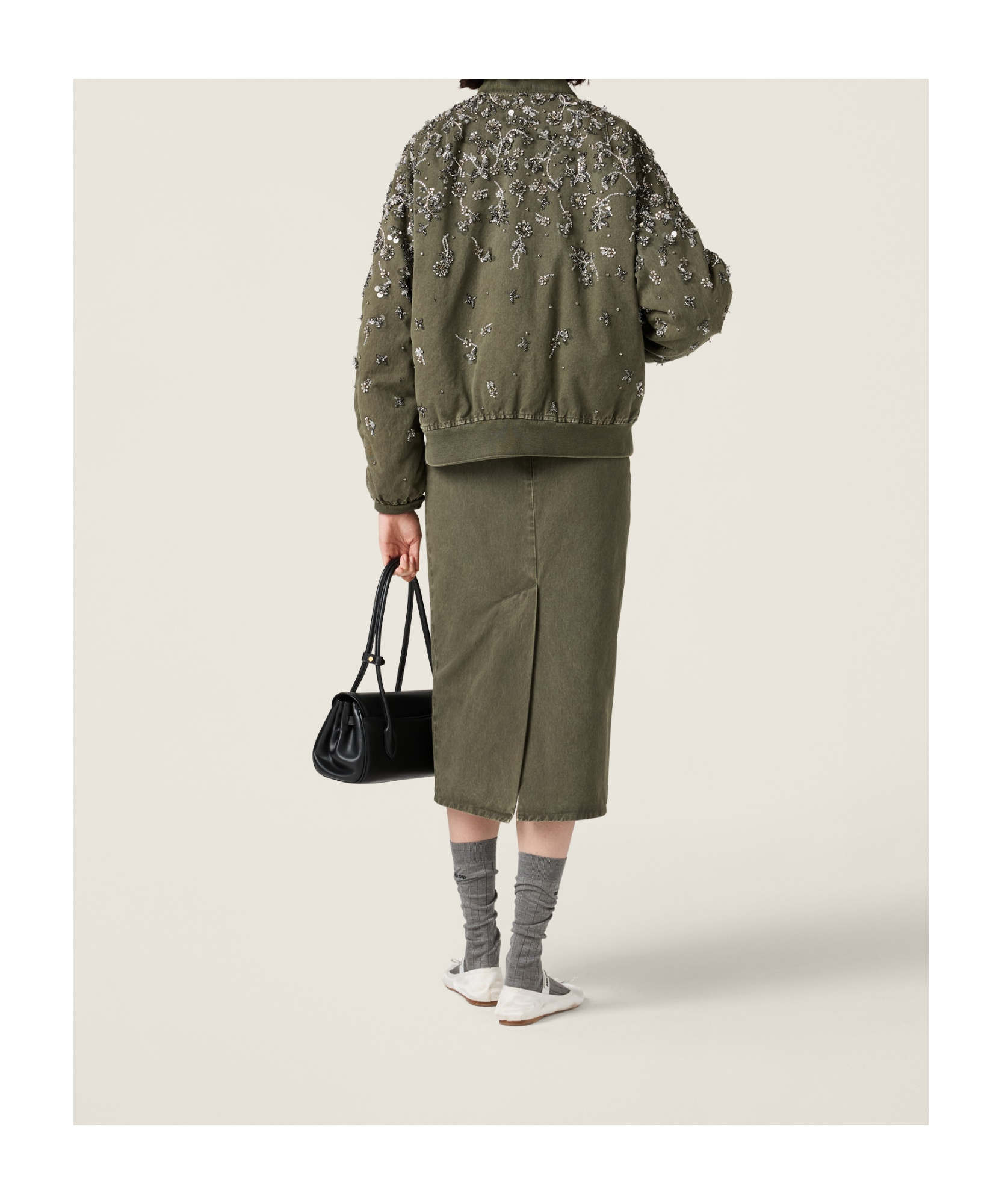Miu Miu Long-sleeved Pilot Jacket In Green