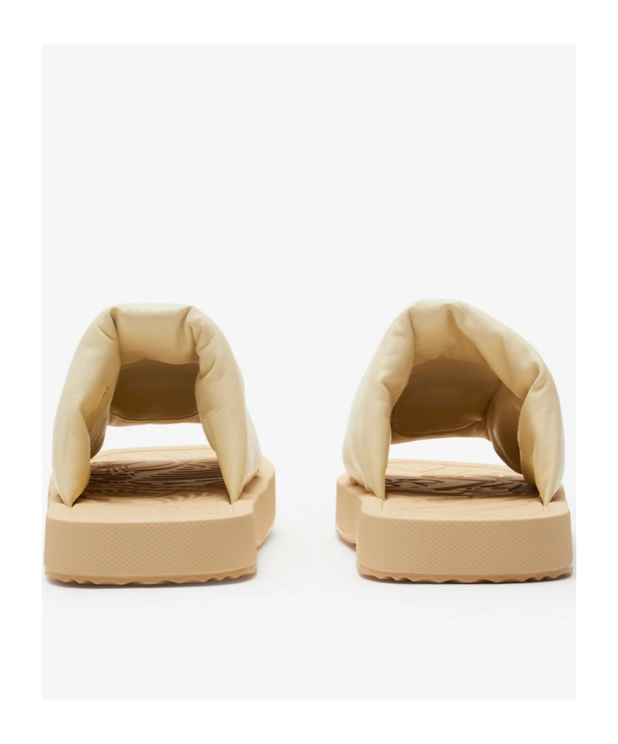 Burberry Ekd Slab Leather Slides In Nude