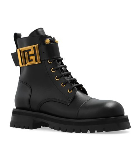 Balmain Combat Ankle Boots In Black
