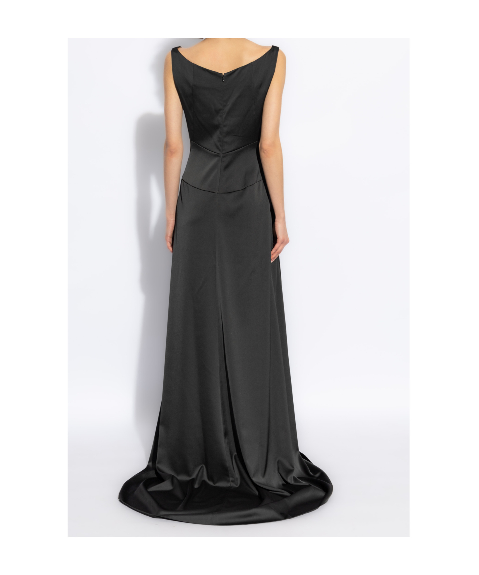 Dsquared2 Flattering Full-length Black Dress With Wide Skirt In Black