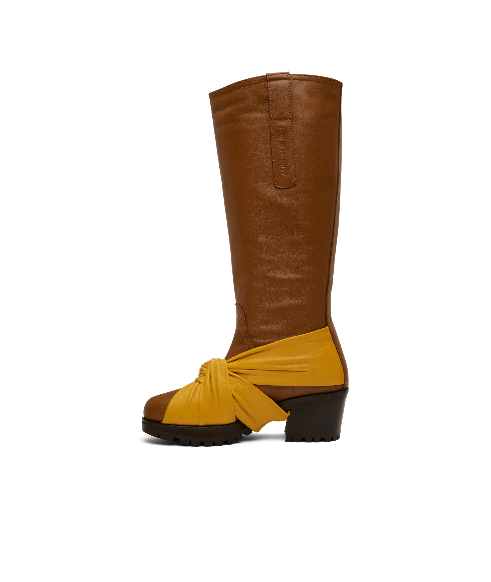 Kiko Kostadinov Brown & Yellow Knotted Riding Boots In Brown