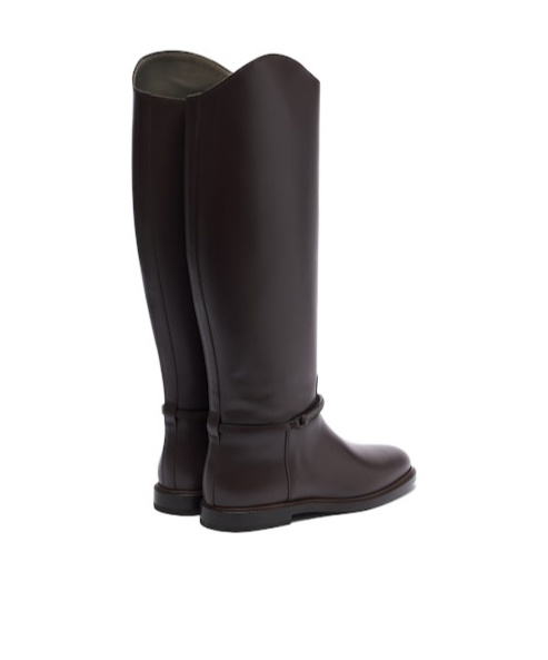 Brunello Cucinelli Solid Color Leather Knee-high Boots In Black