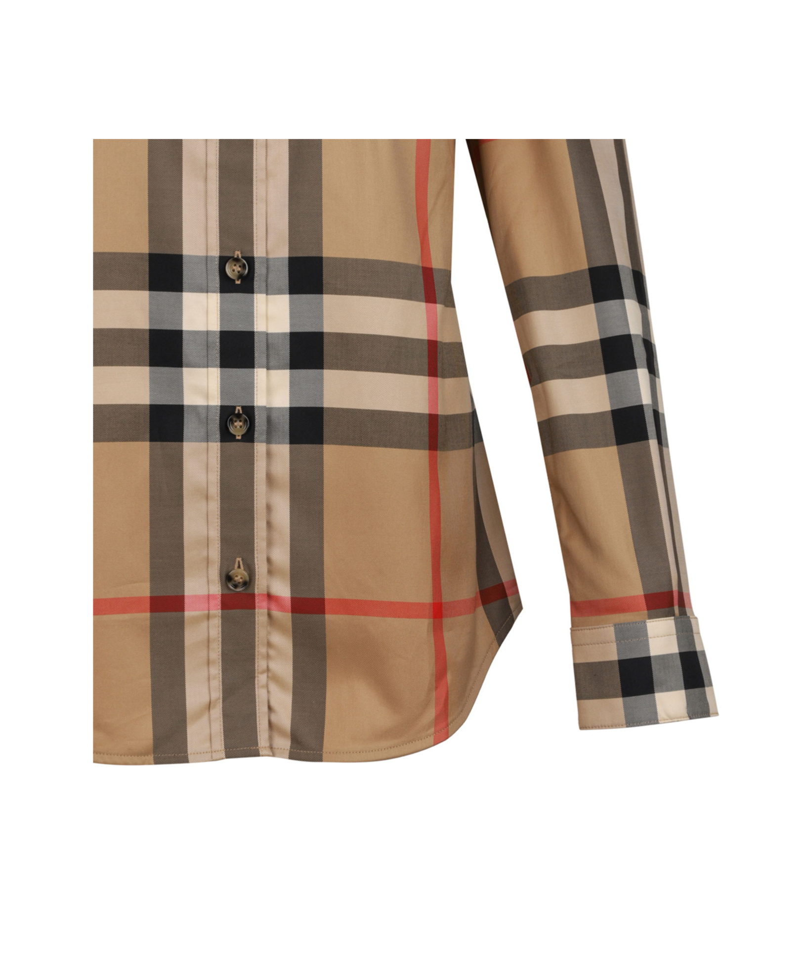 Burberry Check Pattern Collared Neck Cuffed Long Sleeves In Brown