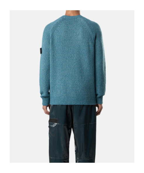 Stone Island Crewneck Sweater With Raglan Sleeves In Blue