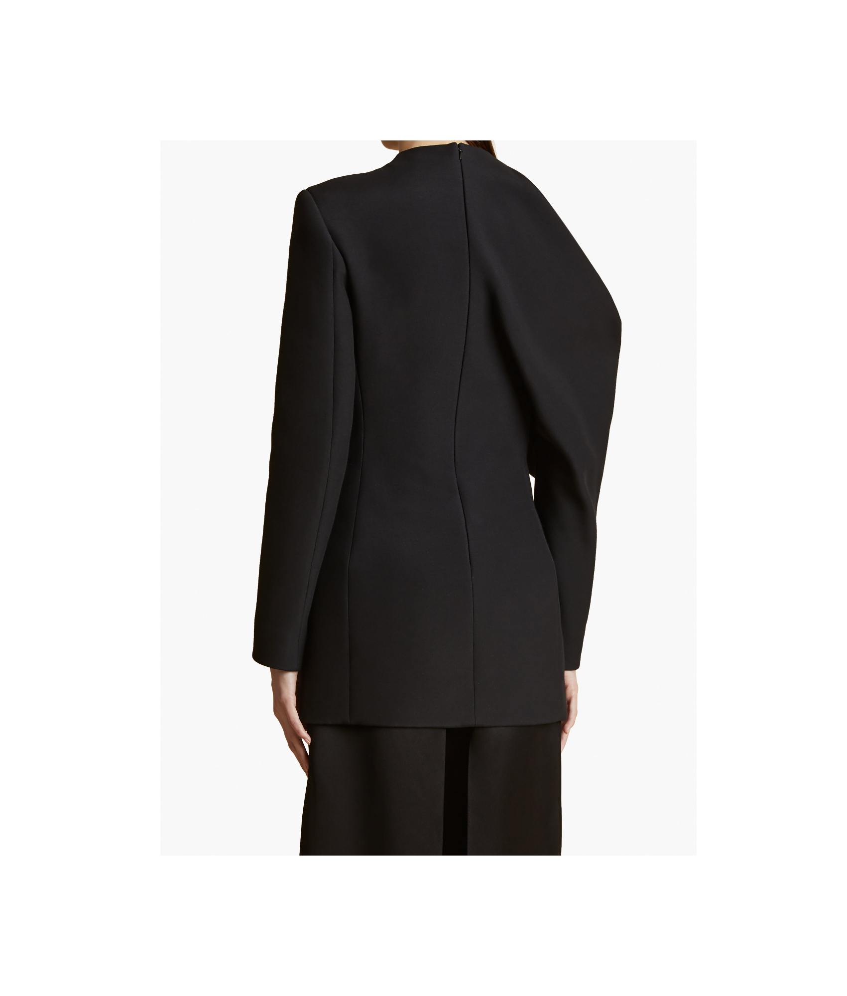 Khaite Tristan Draped Cold-shoulder Long-sleeve Top In Black