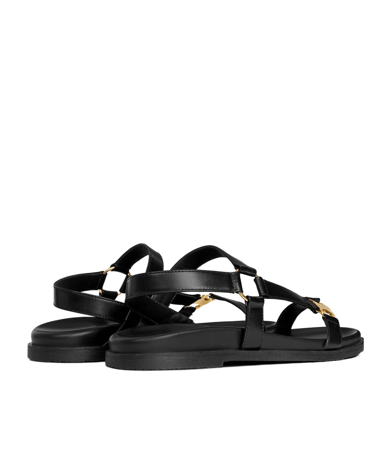 Celine Round-headed Flat Sandals In Black