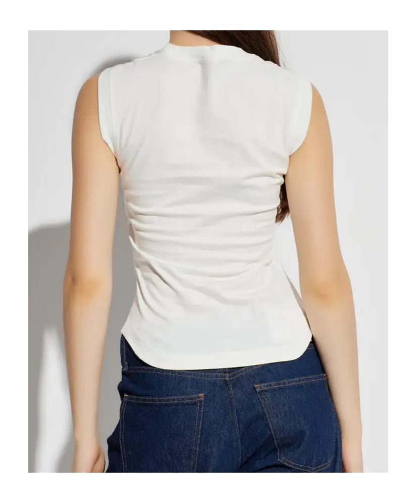 Attico Reese Logo Sleeveless Top In White