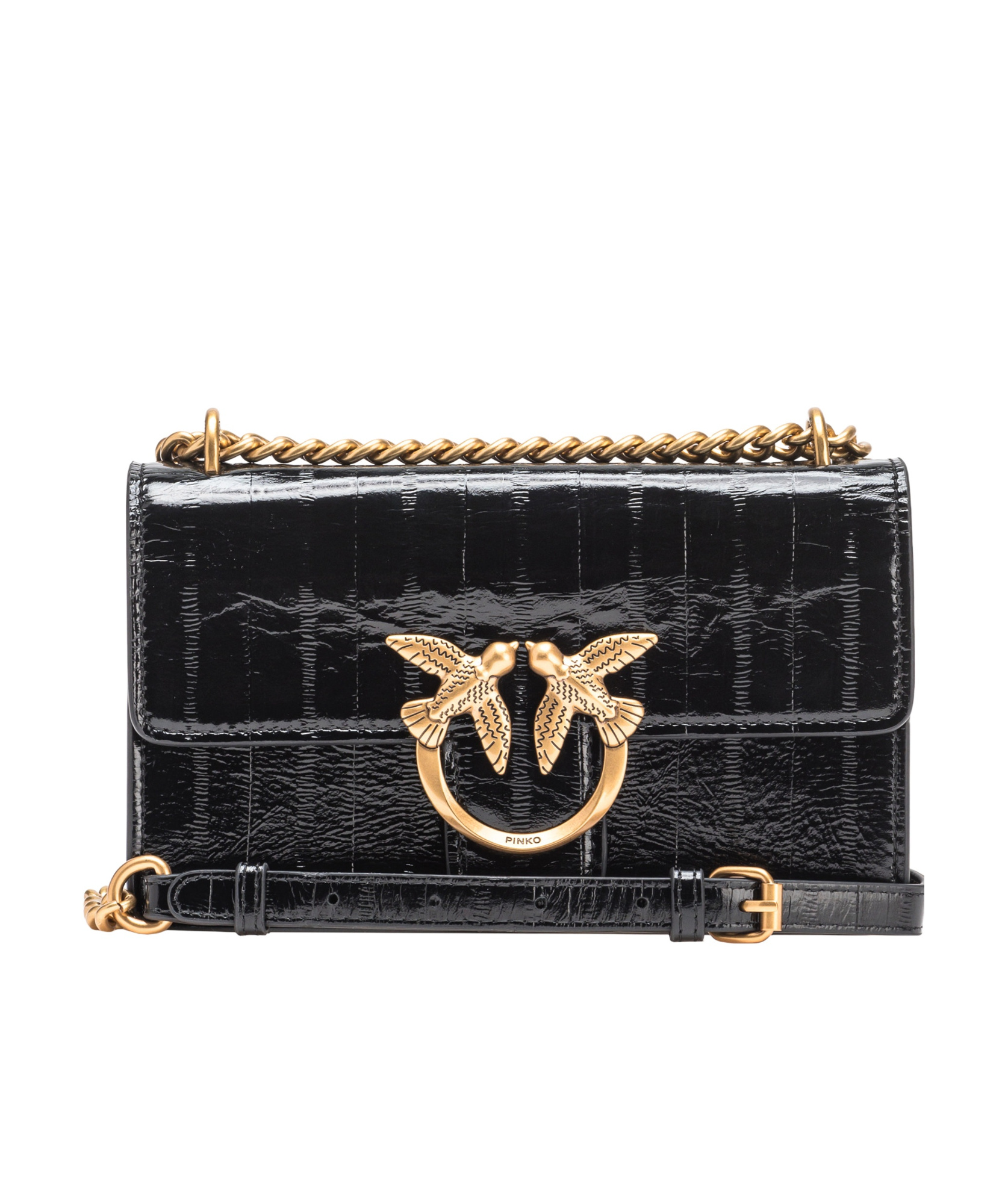 Shop Pinko Mini Flap Shoulder Bag In Black