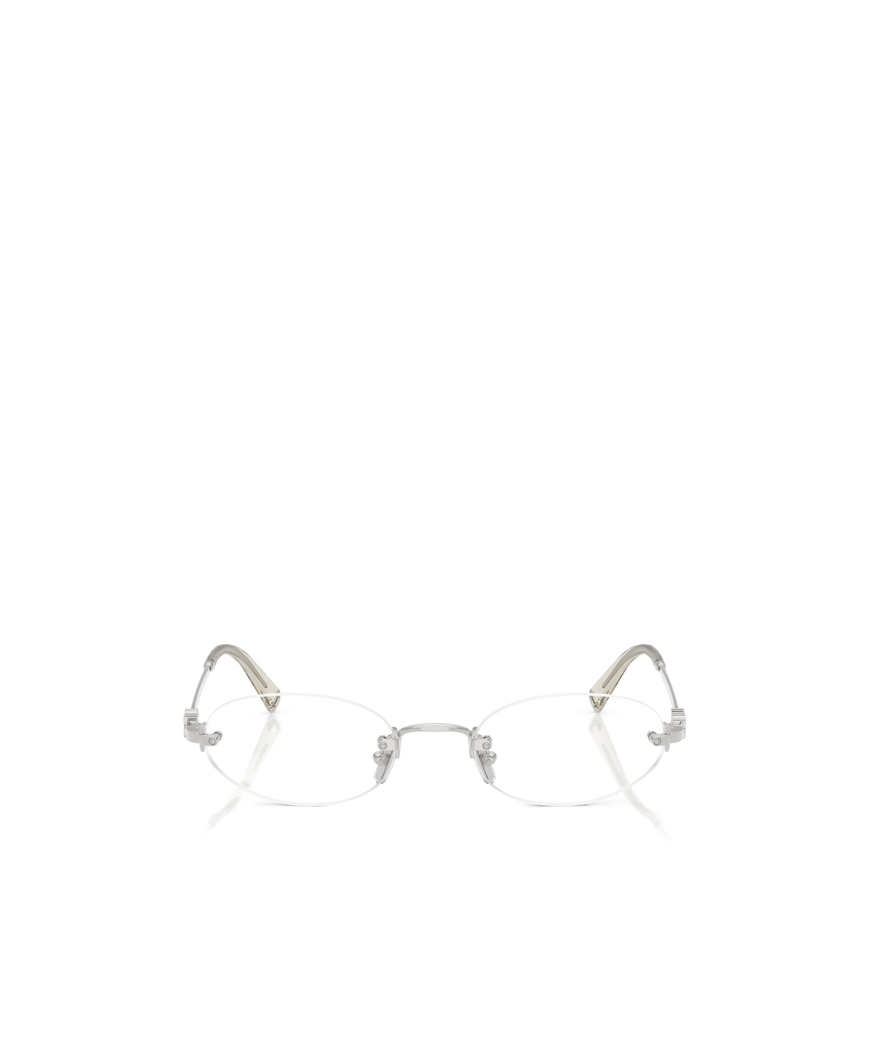 Miu Miu Runde Brille Mit Logo-schild In White