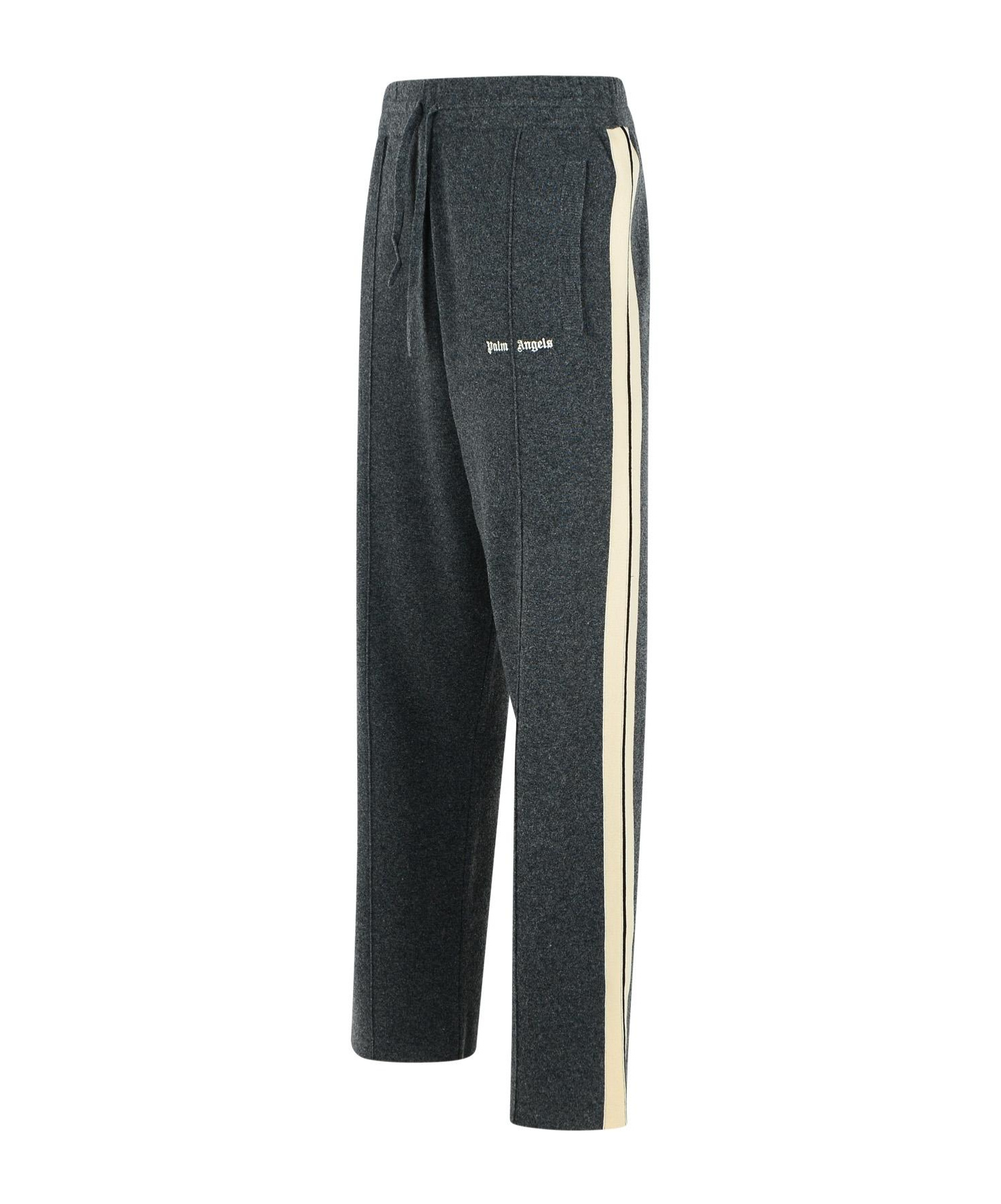 Palm Angels Wool Blend Trousers Drawstring Waist In Black