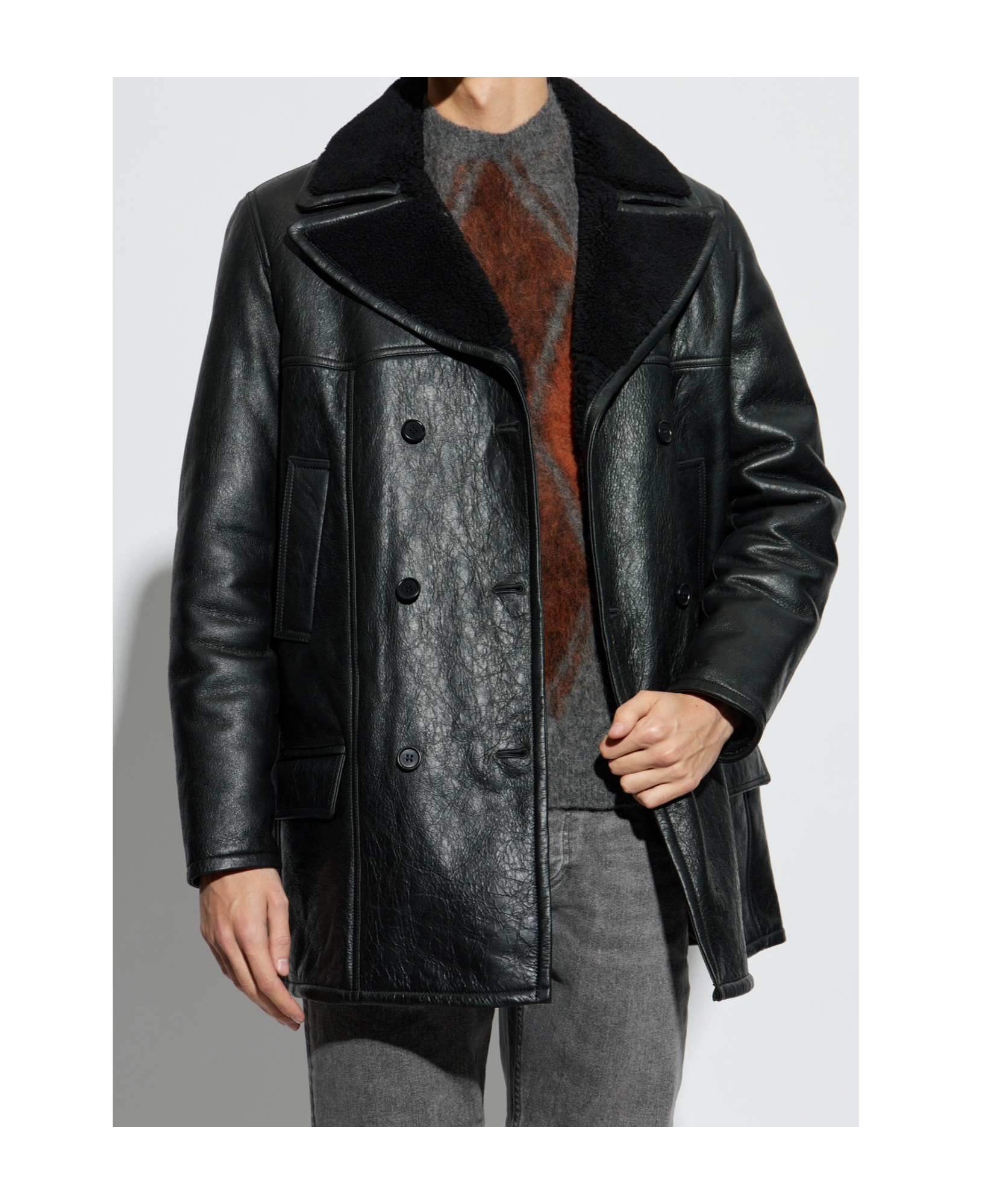 Allsaints Double-breasted Coat In Black
