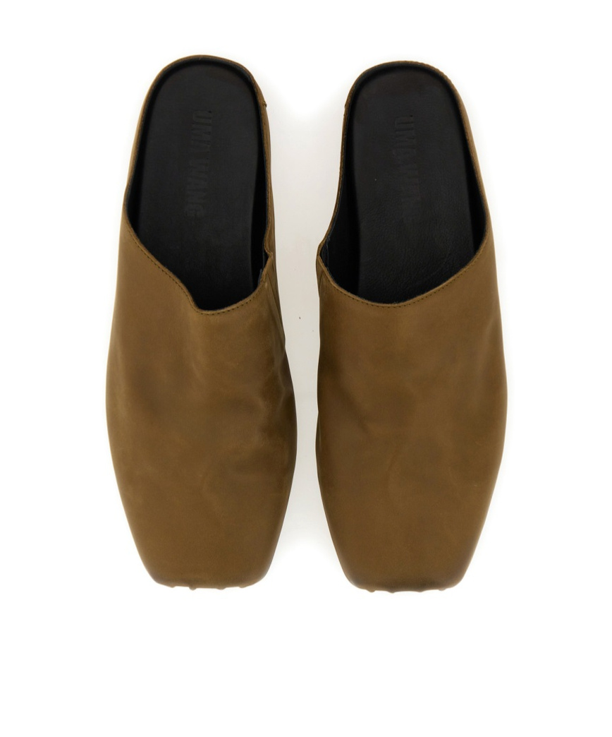 Uma Wang Square Toe Muller Shoes In Brown