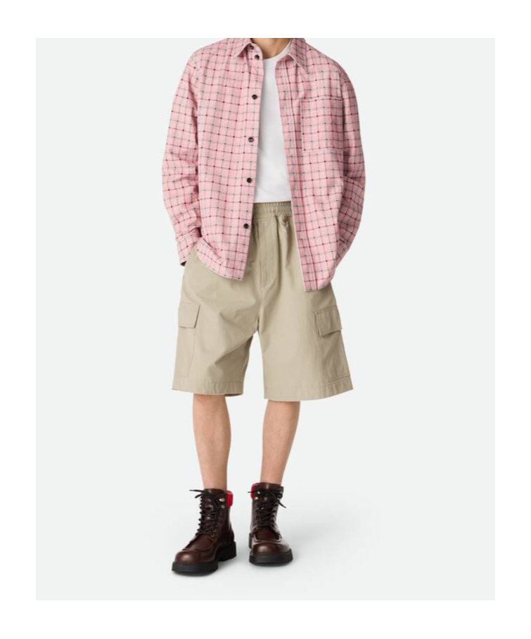 Bottega Veneta Technical Cotton Cargo Shorts In Nude