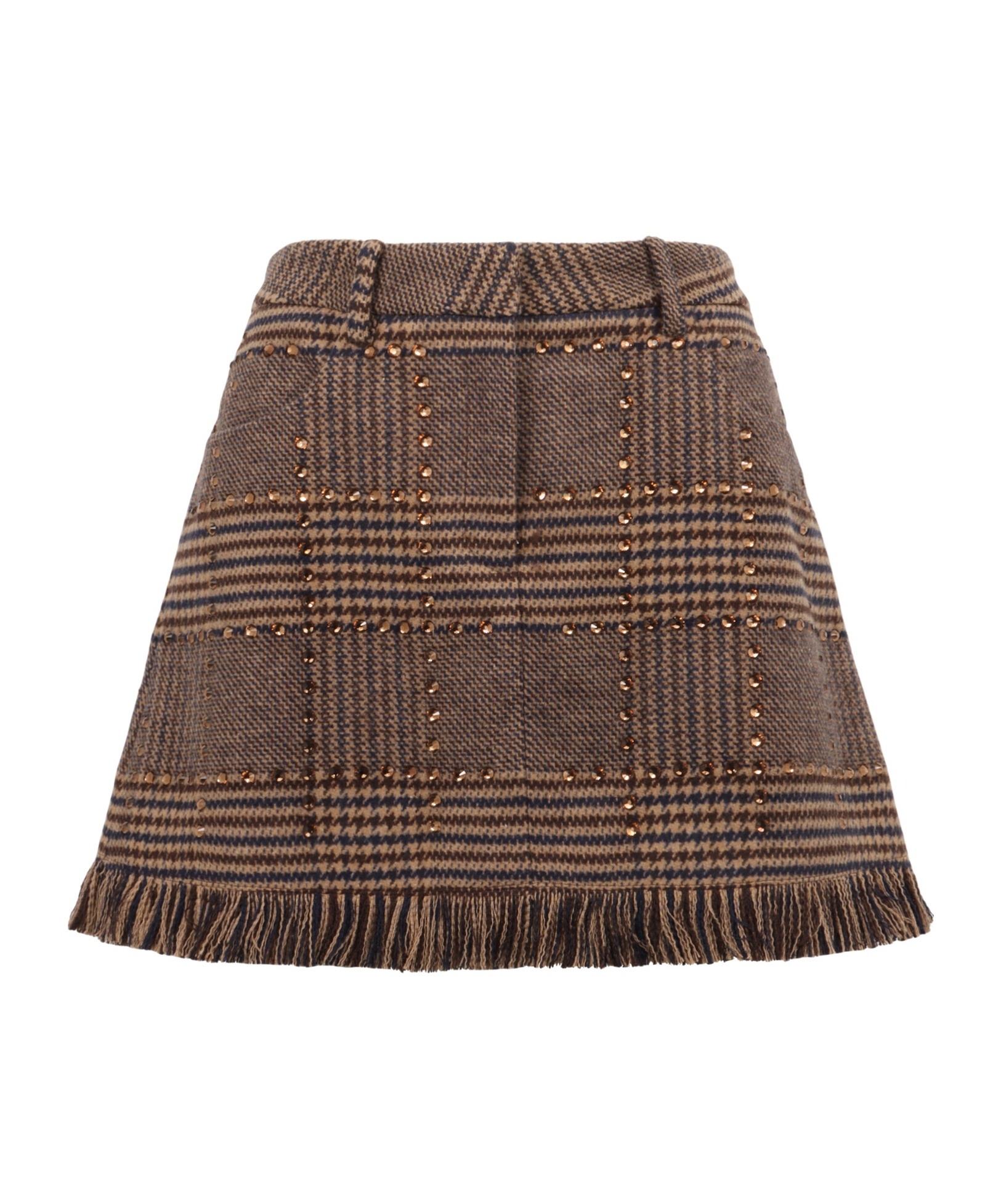 Giuseppe Di Morabito Fringed Check Mini Skirt In Brown