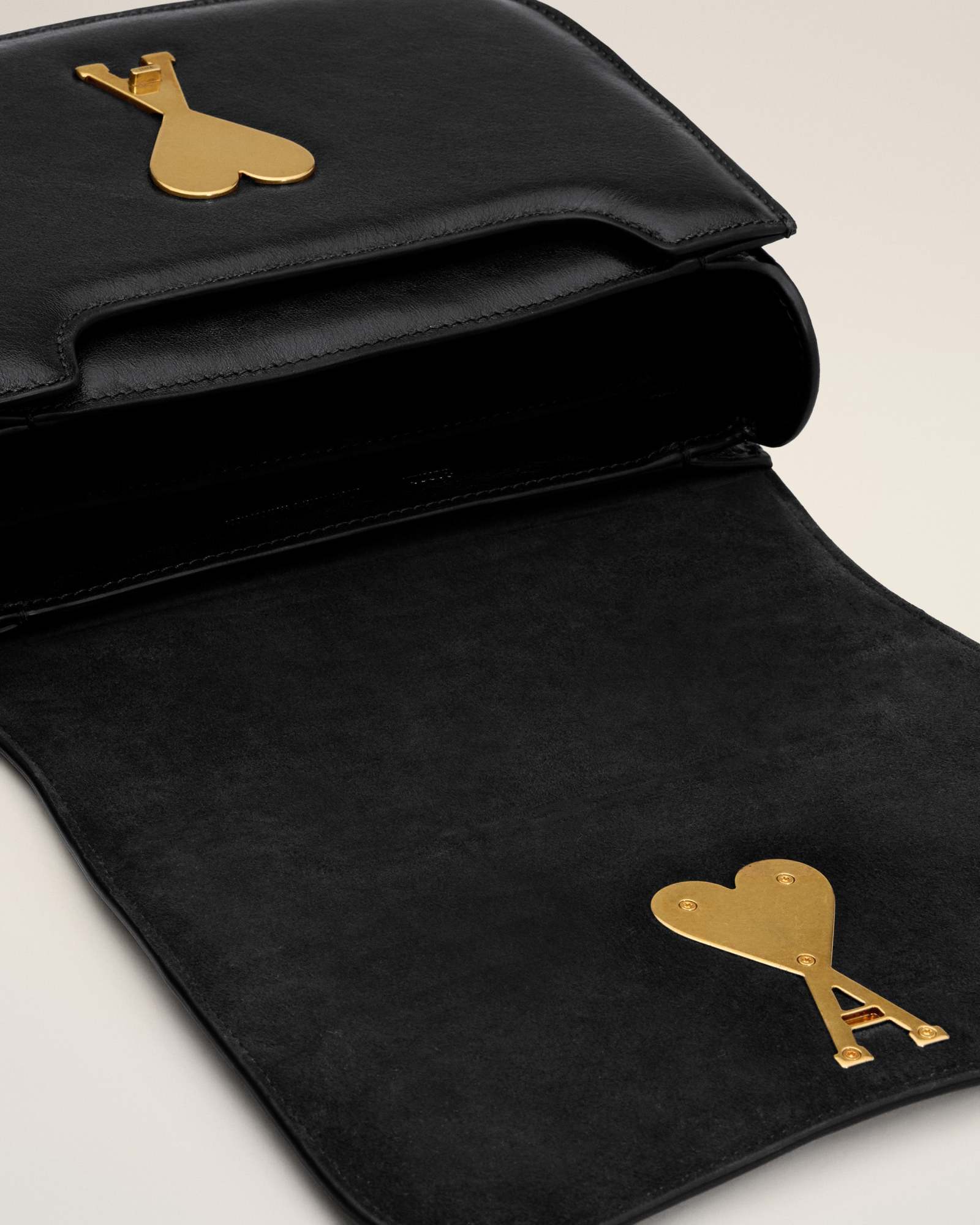 Shop Ami Alexandre Mattiussi Ami Paris Ami De Coeur Flap Shoulder Bag In Black