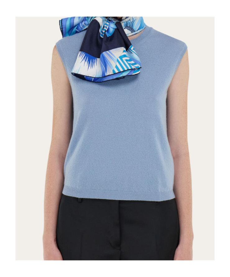 Ferragamo Brezza Print Silk Bandeau In Blue