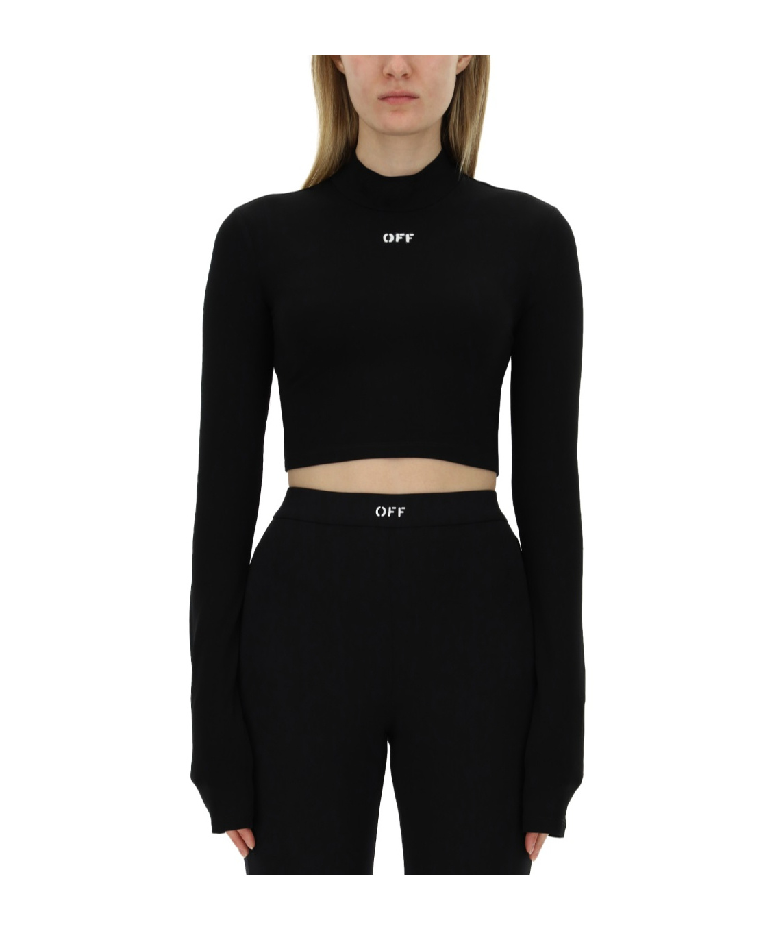 Off-white Laced Up Turtleneck Top In Black