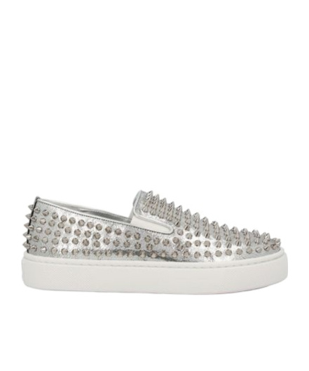 Christian Louboutin White Ab/clear Ab Roller Boat Woman Flat Sneaker In White