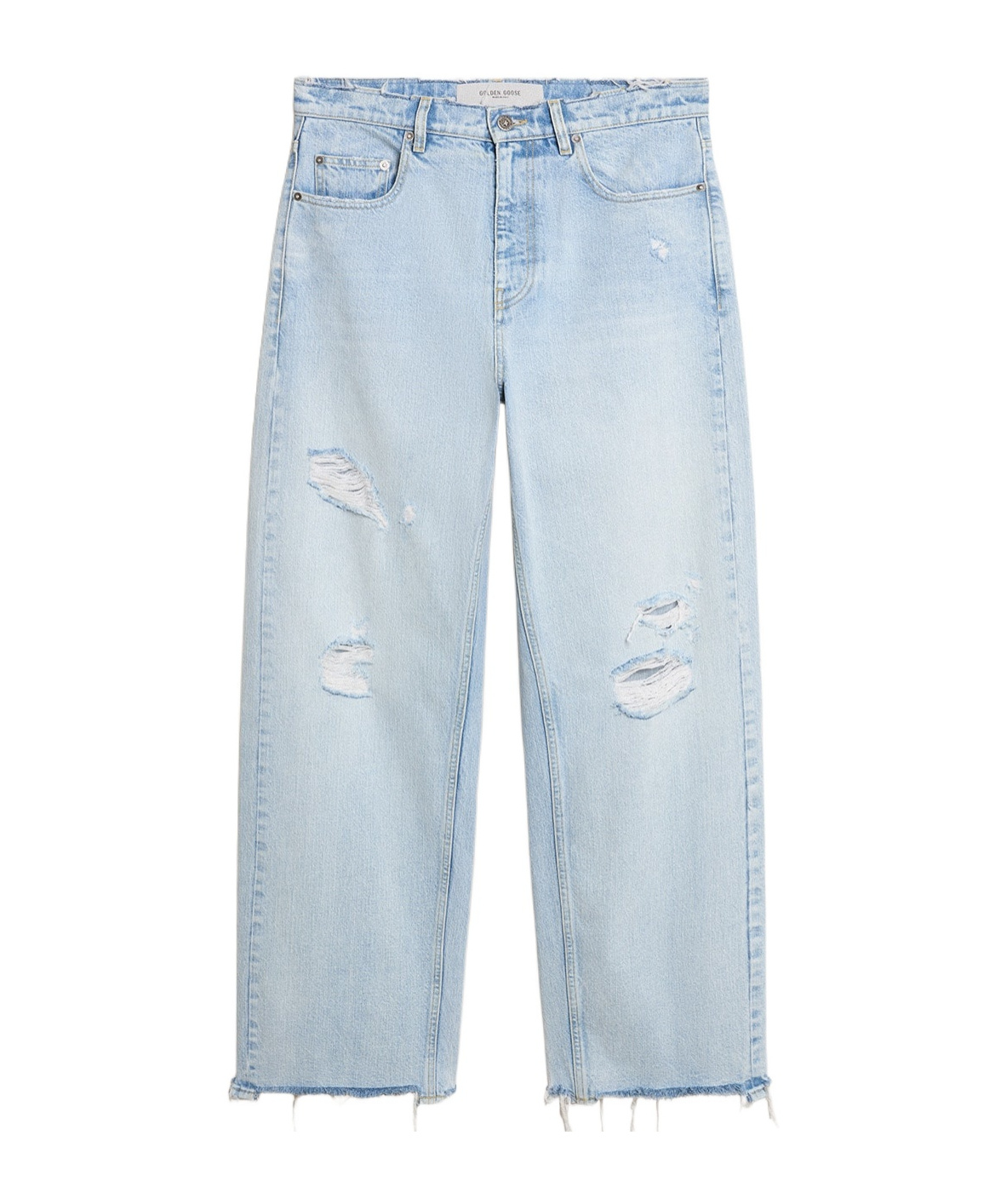Golden Goose Mens Pants In Lived-in Effect Denim In Light Blue
