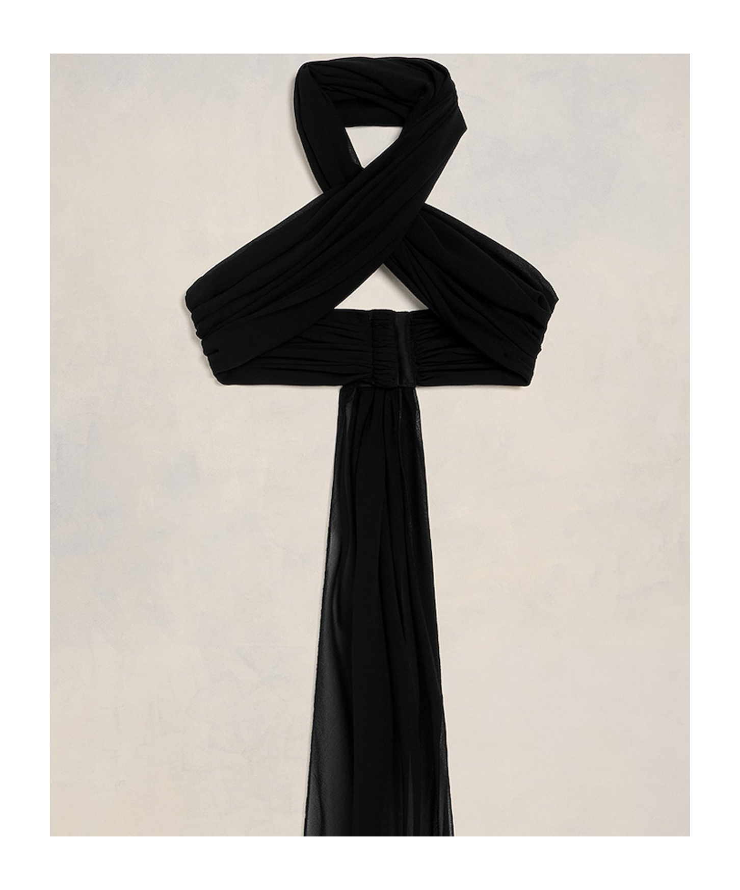 Ami Alexandre Mattiussi Sash Silk Cropped Top In Black