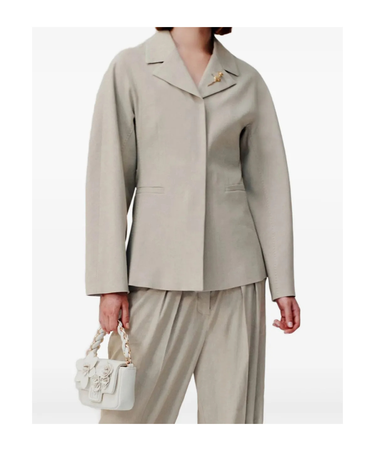 Shop Marella Single-breasted Blazer In Sand Beige