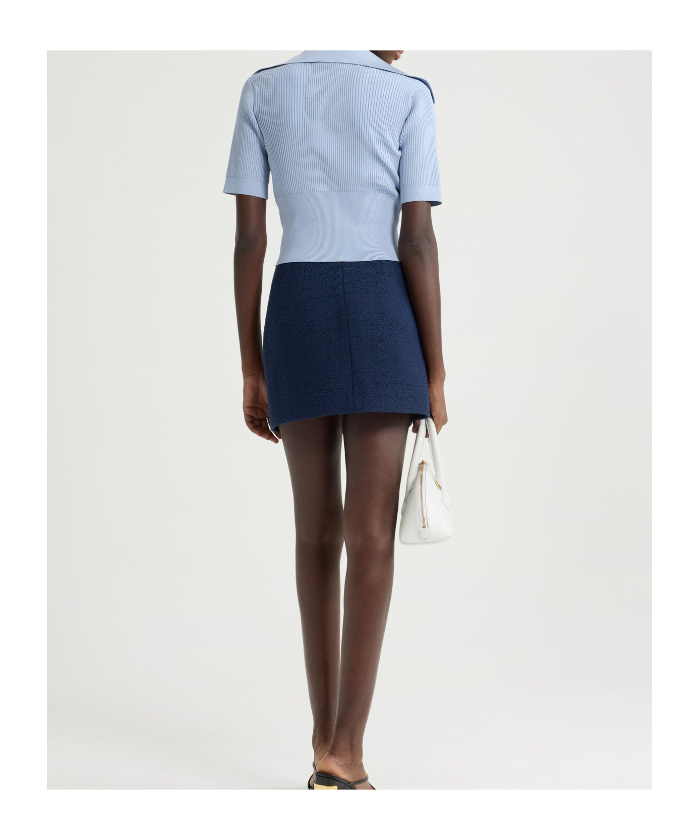 Shop Patou Knitted Polo Shirt In Pearl Blue
