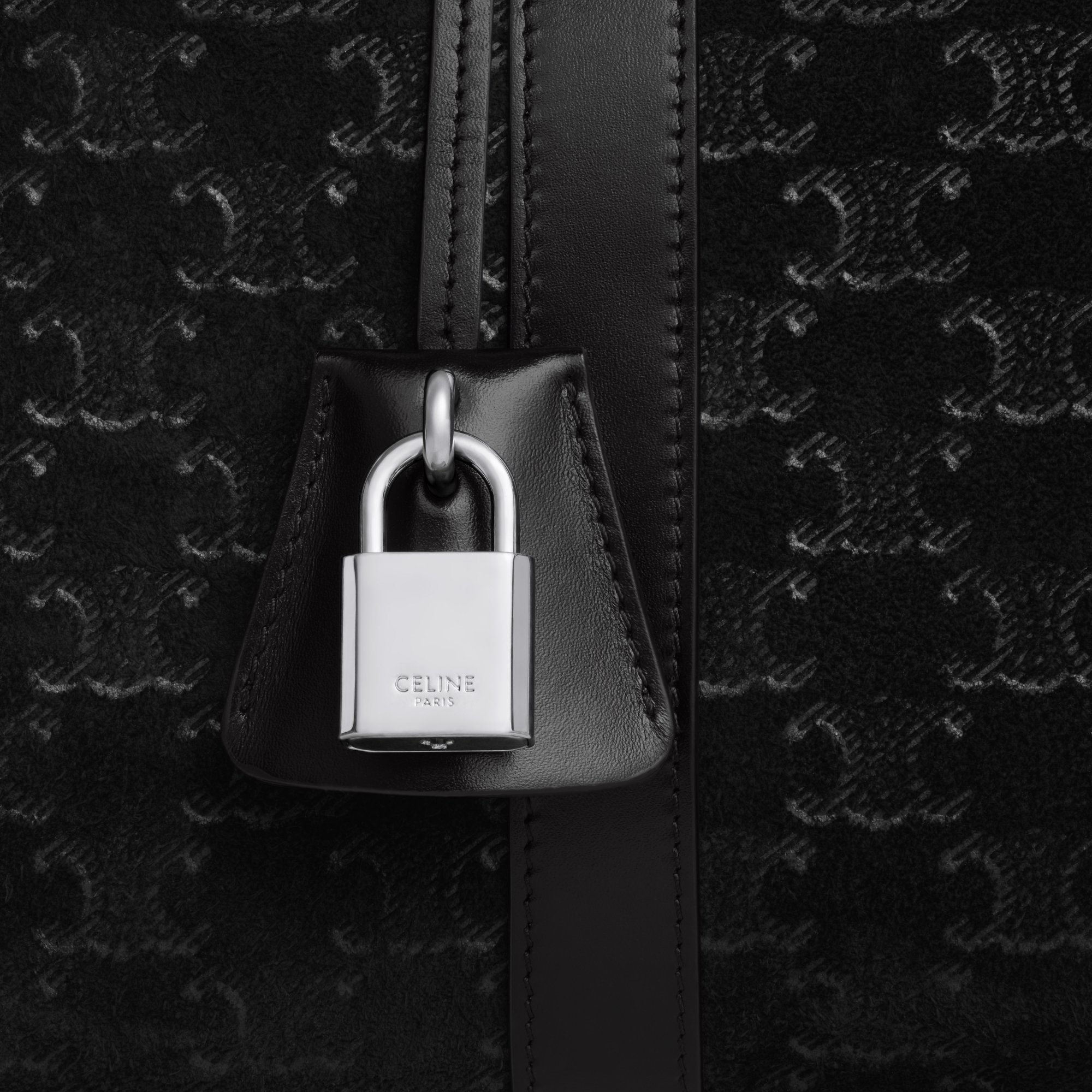 CELINE LARGE BOSTON IN SUEDE CALFSKIN WITH TRIOMPHE EMBOSSED