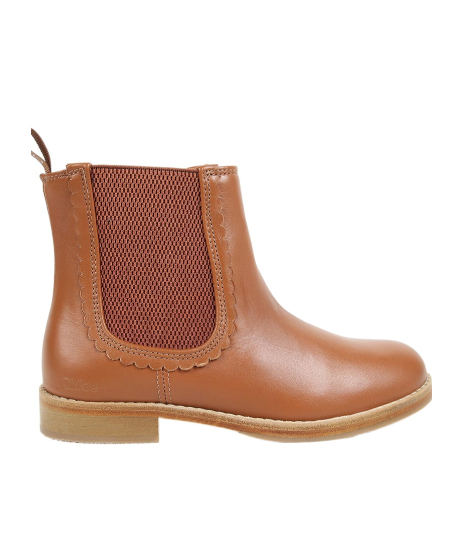 Shop Chloé Round Head Boots In Brown