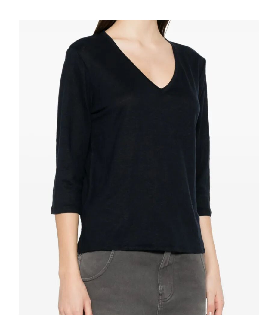Shop Majestic V-neck Sweater In Black