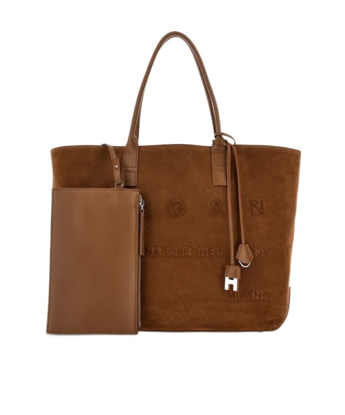 Hogan Script Shopping Bag Medium In Brown