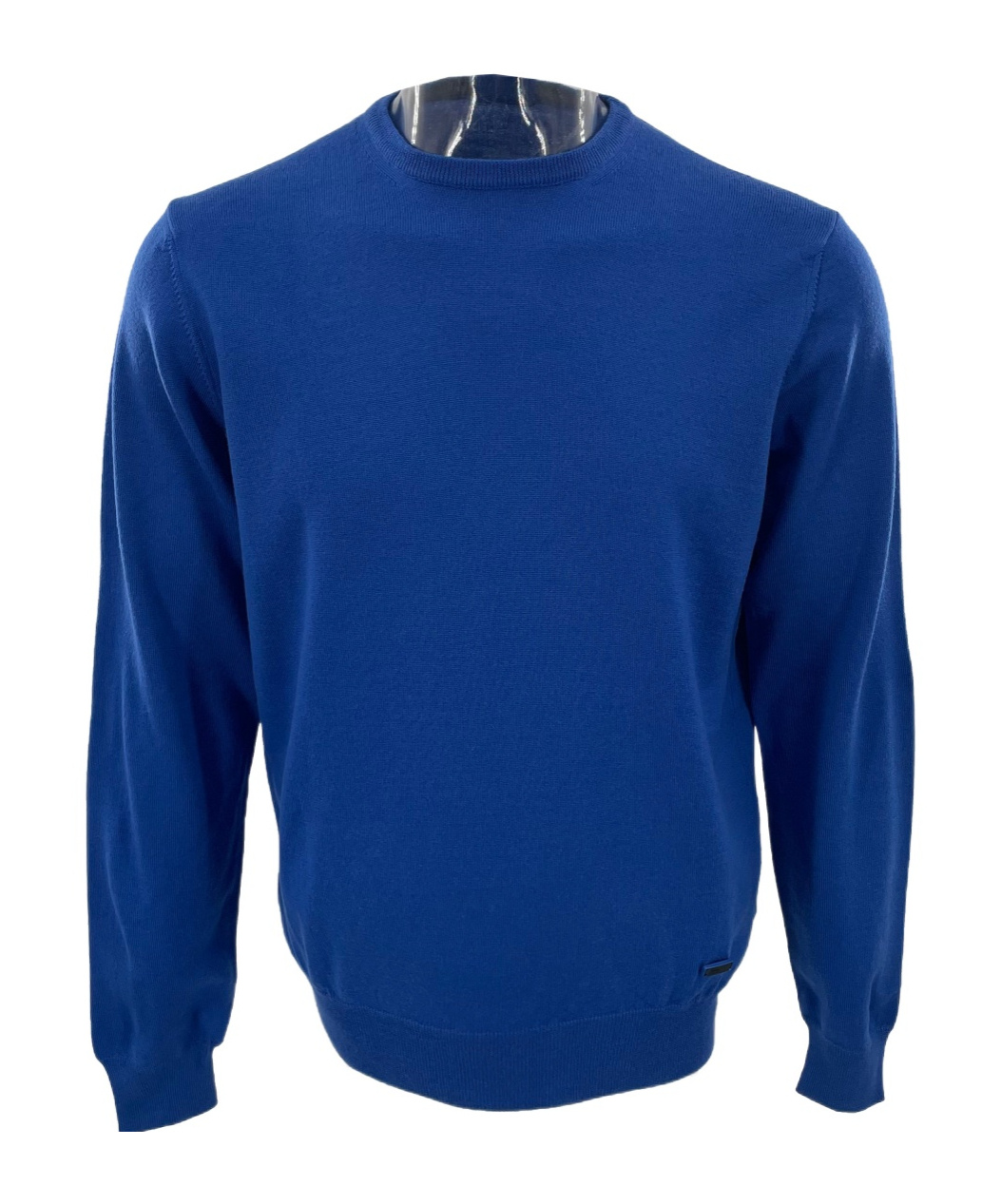 Armani Collezioni Round-neck Long-sleeved Sweater In Blue