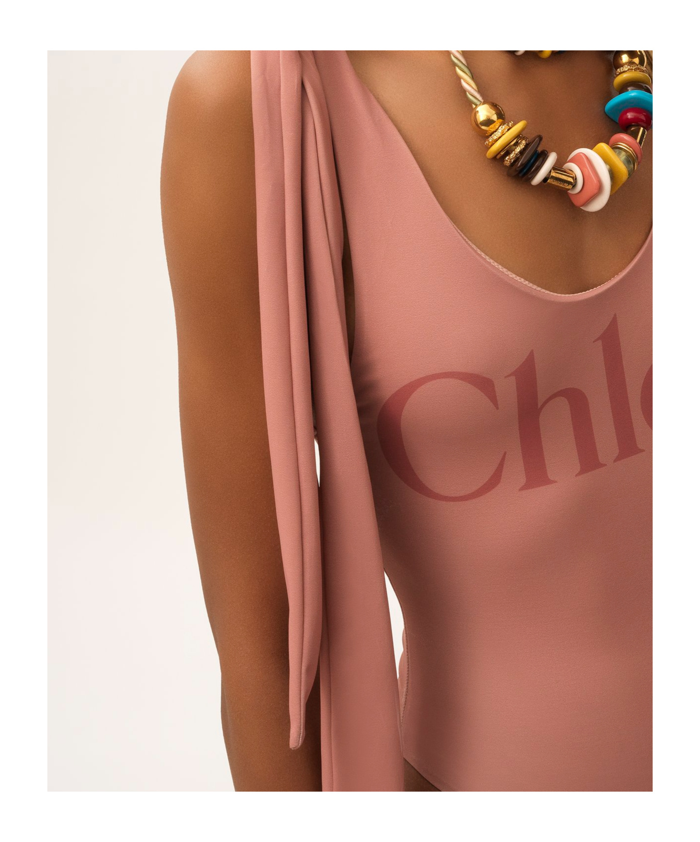 Chloé Maxi Logo Knotted Strap One-piece Swimsuit