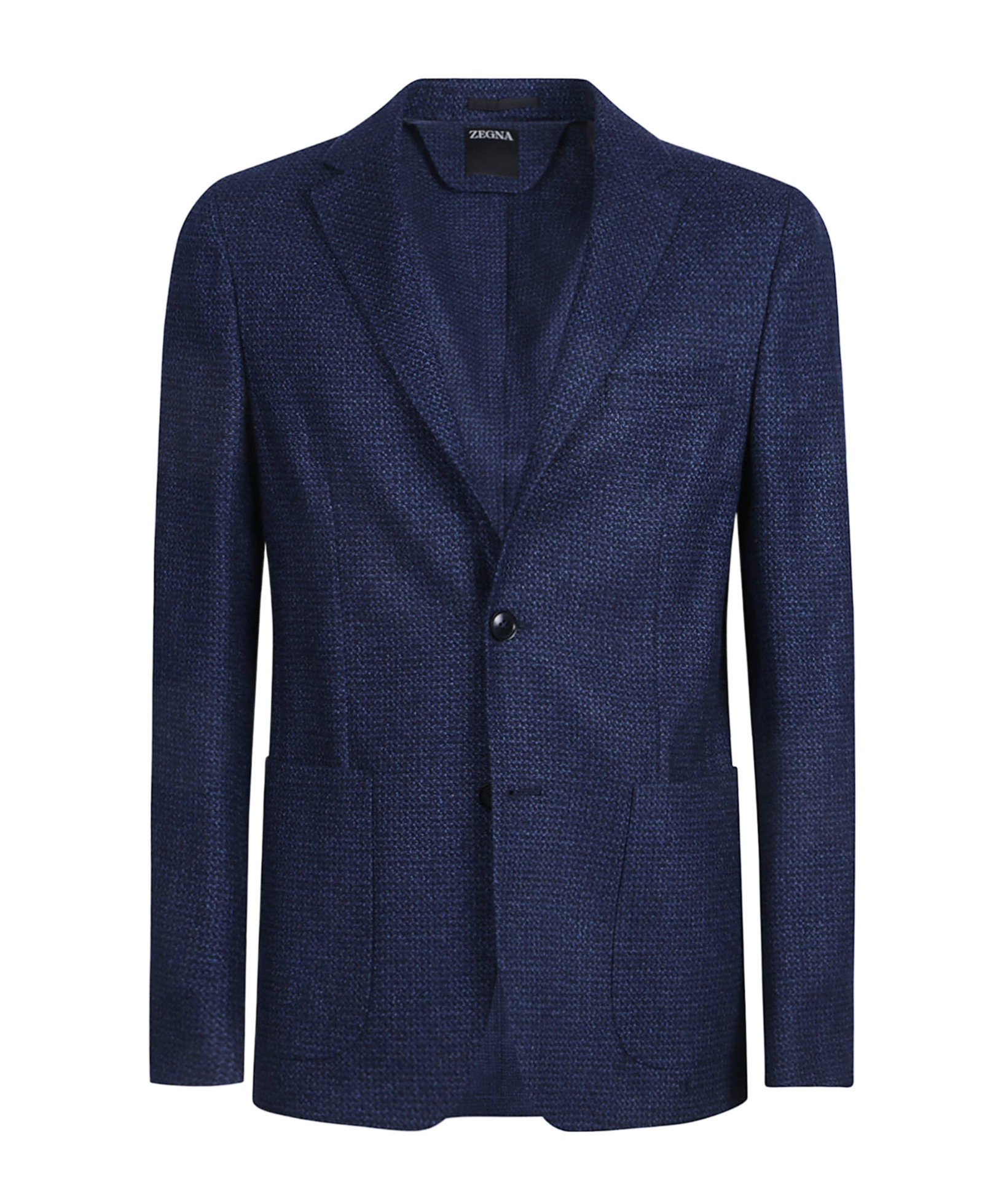 Zegna Micro Structure Cotton Jersey Jacket In Blue