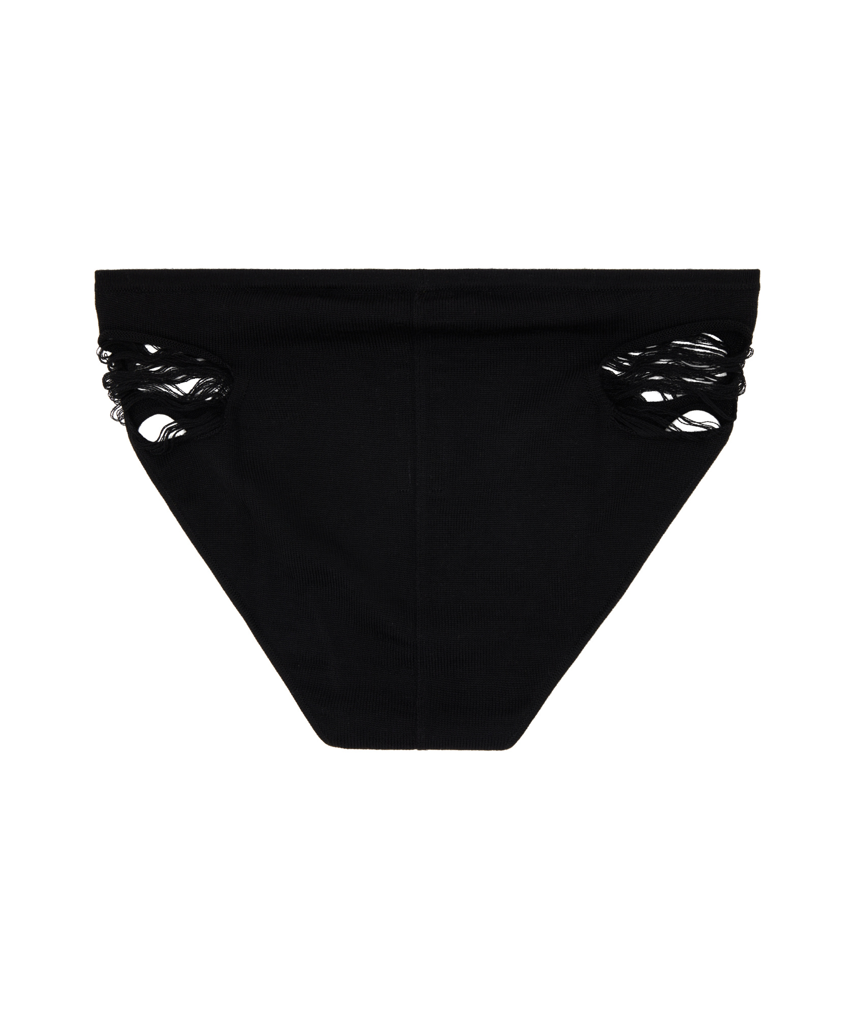 Rick Owens Black Shredded Merino Knit Brief In Black