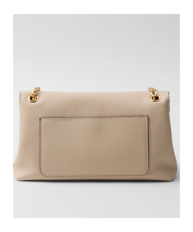 Prada Medium Leather Shoulder Bag In Travertine