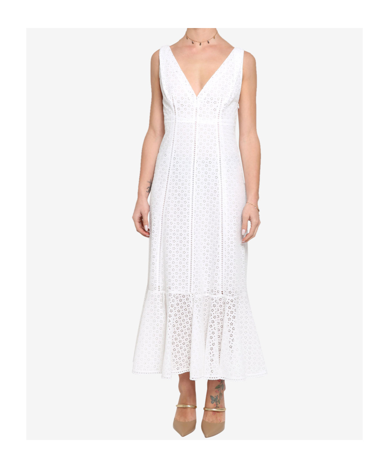 Philosophy Di Lorenzo Serafini Broderie-anglaise Midi Dress In White