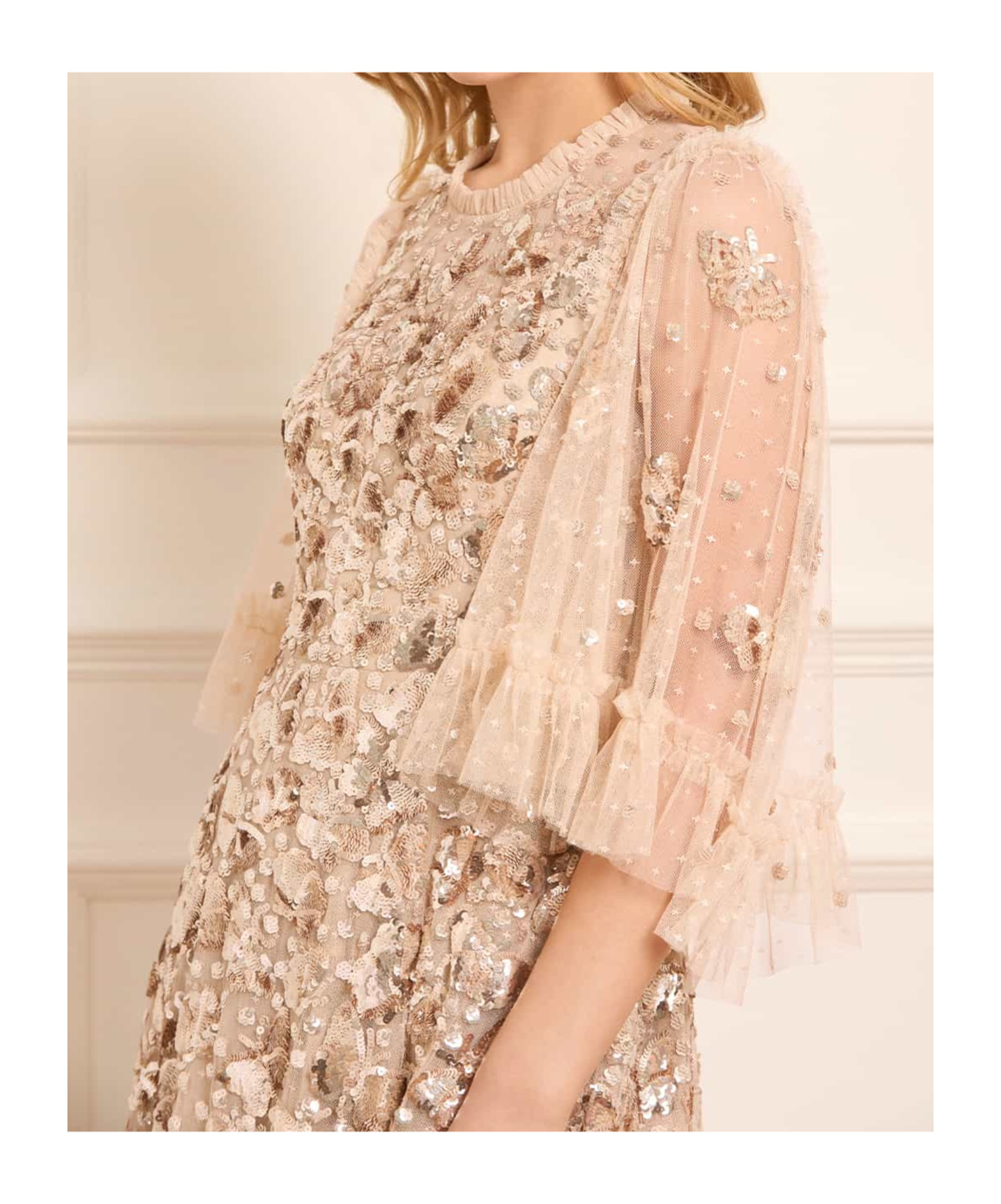 Needle & Thread Sequin-embellished Midi Dress In Neutral