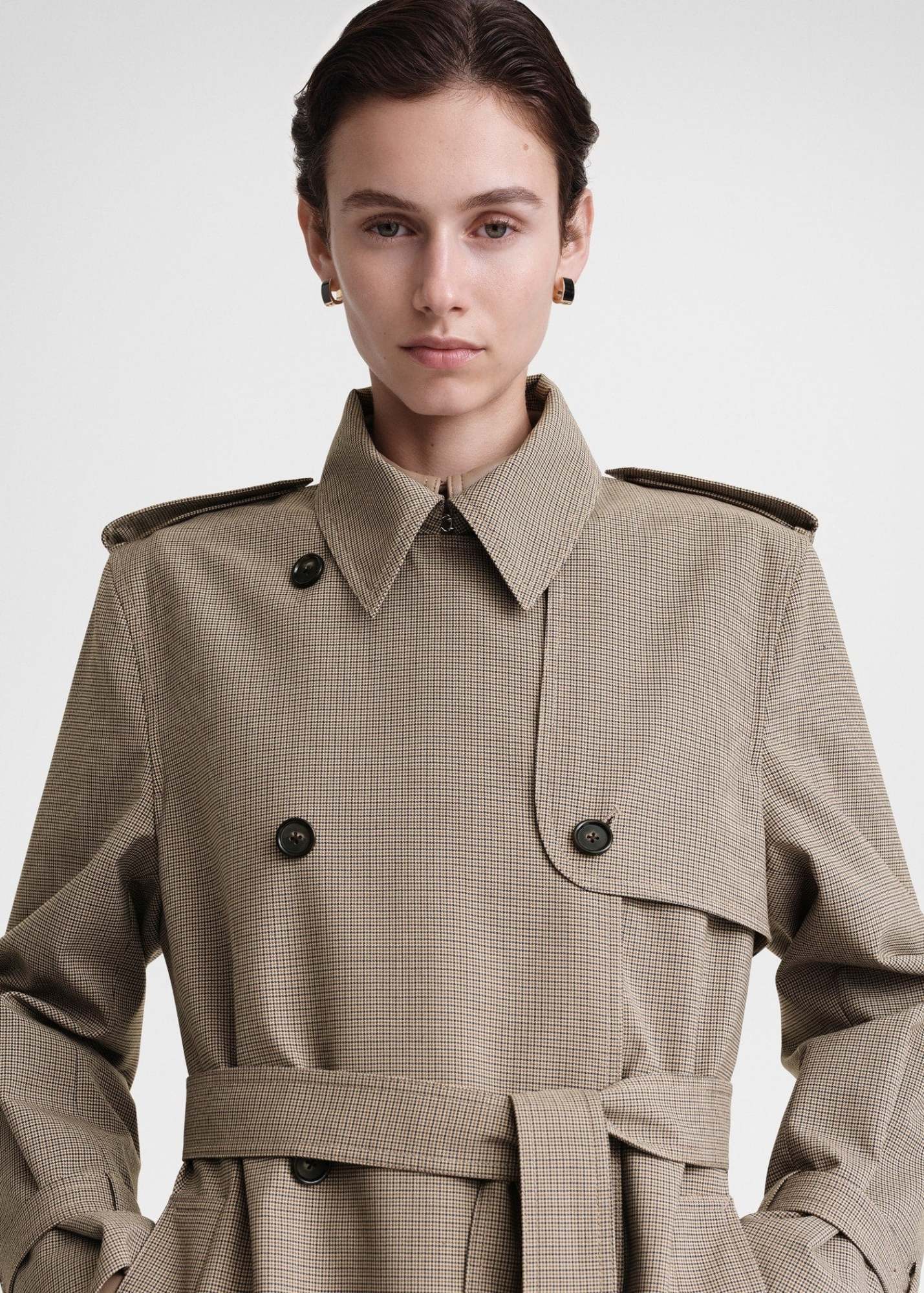 Totême Double-breasted Trench Coat In Gray