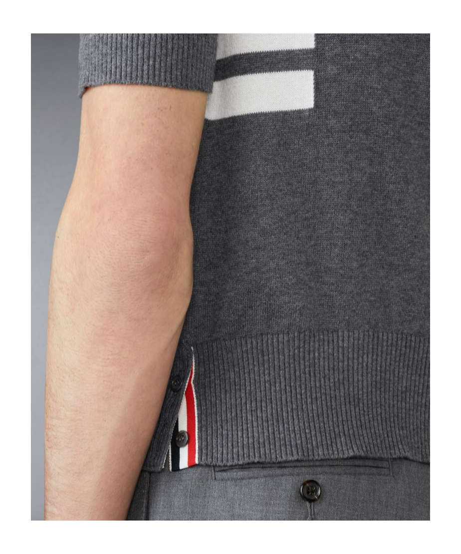 Thom Browne 4-bar Cotton Polo Jumper In Black