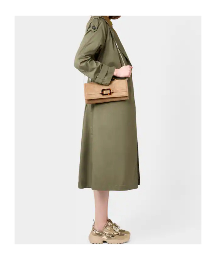 Roger Vivier Belle Vivier Clutch In Suede In Brown