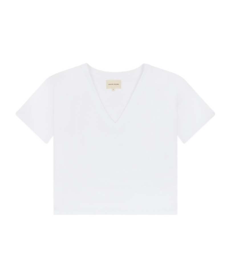 LOULOU STUDIO V-NECK SHORT SLEEVE T-SHIRT 