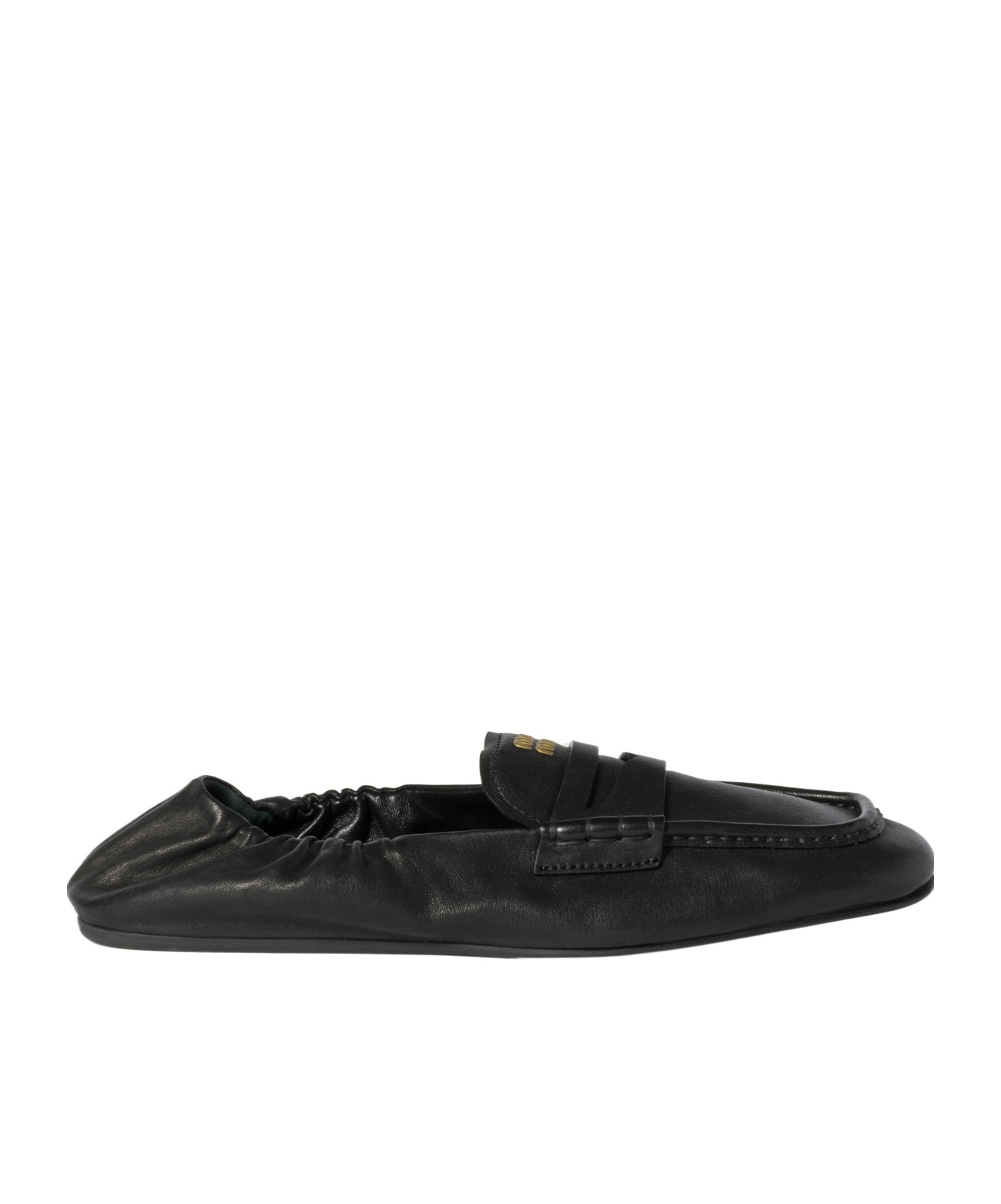 Miu Miu Women Logo Motif Leather Loafers In Black