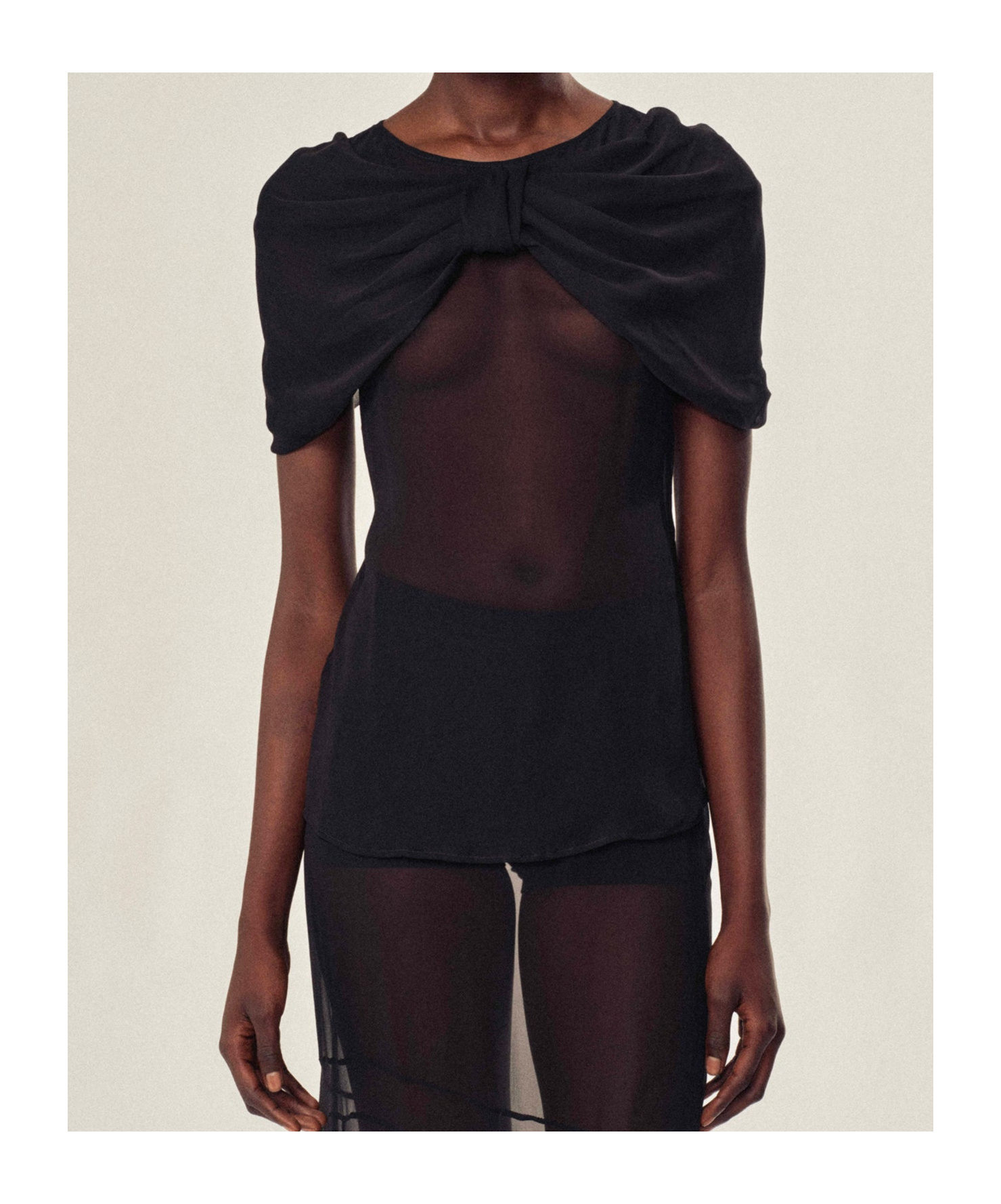 Simone Rocha Bow-detail Sheer Blouse In Black
