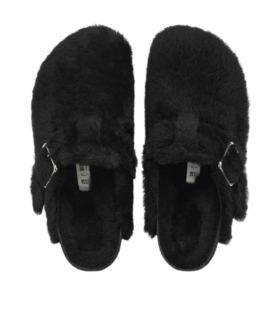 Birkenstock 1774 Shearling Boston Clogs In Black