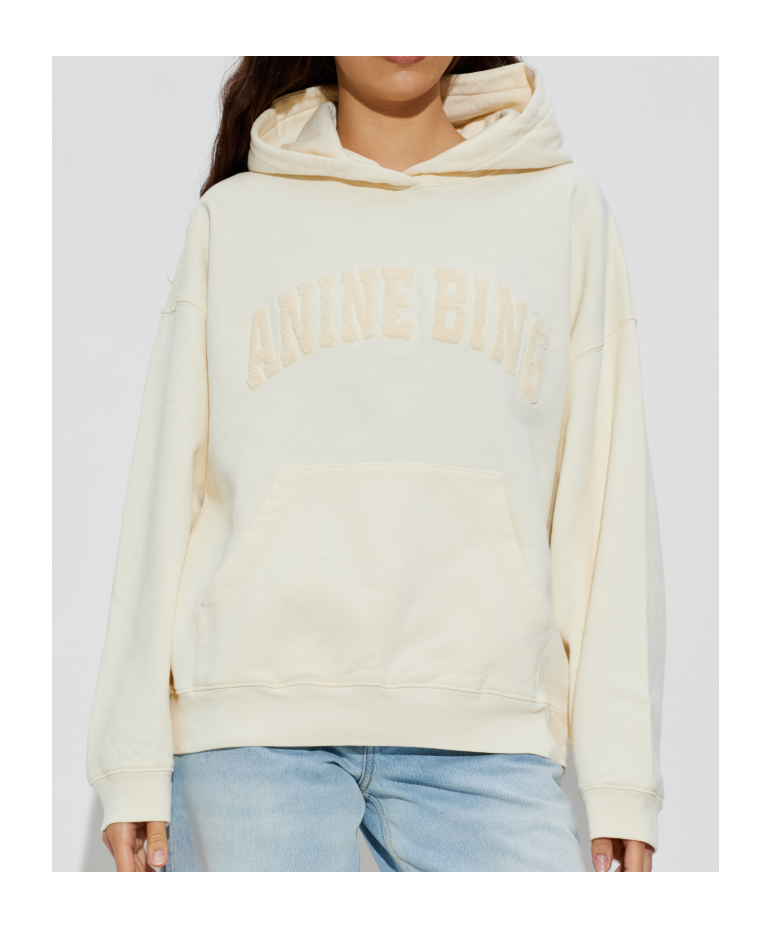 Anine Bing Long-sleeved Hooded Sweatshirt In White