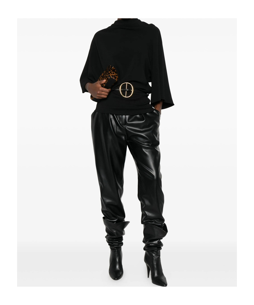 Balmain Faux-leather Trousers In Black