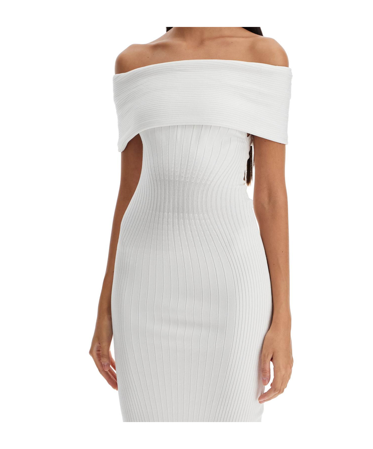 Mugler Off-shoulder Midi In White