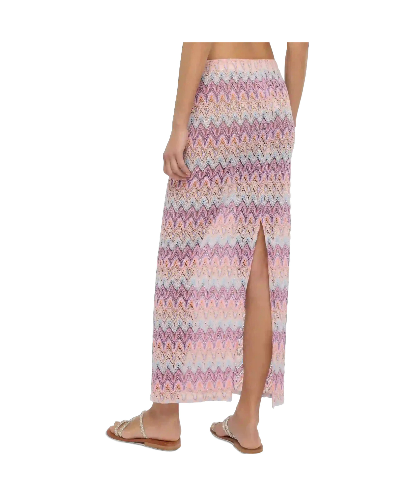 Mc2 Saint Barth Caytlin Long Raschel Skirt With Pastel Chevron Pattern