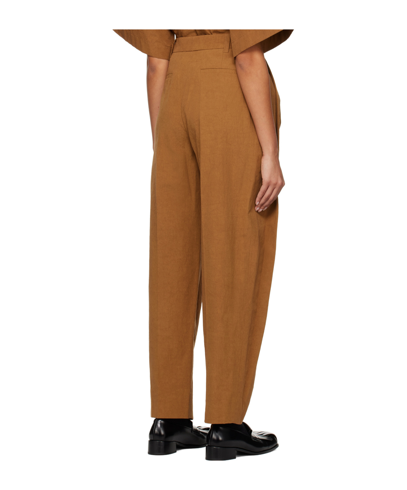 Wooyoungmi Tan Pleated Trousers In Brown