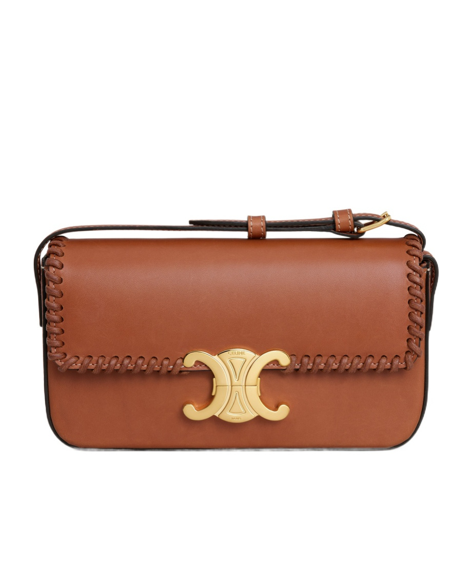 Celine Shoulder Bag Triomph Claude In Natural Calfskin In Brown